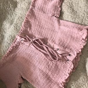 Off shoulder pink top